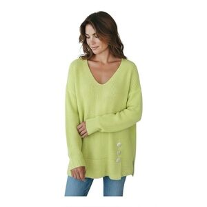 Neon Buddha Linen V-Neck Oversized Lagenlook Sweater